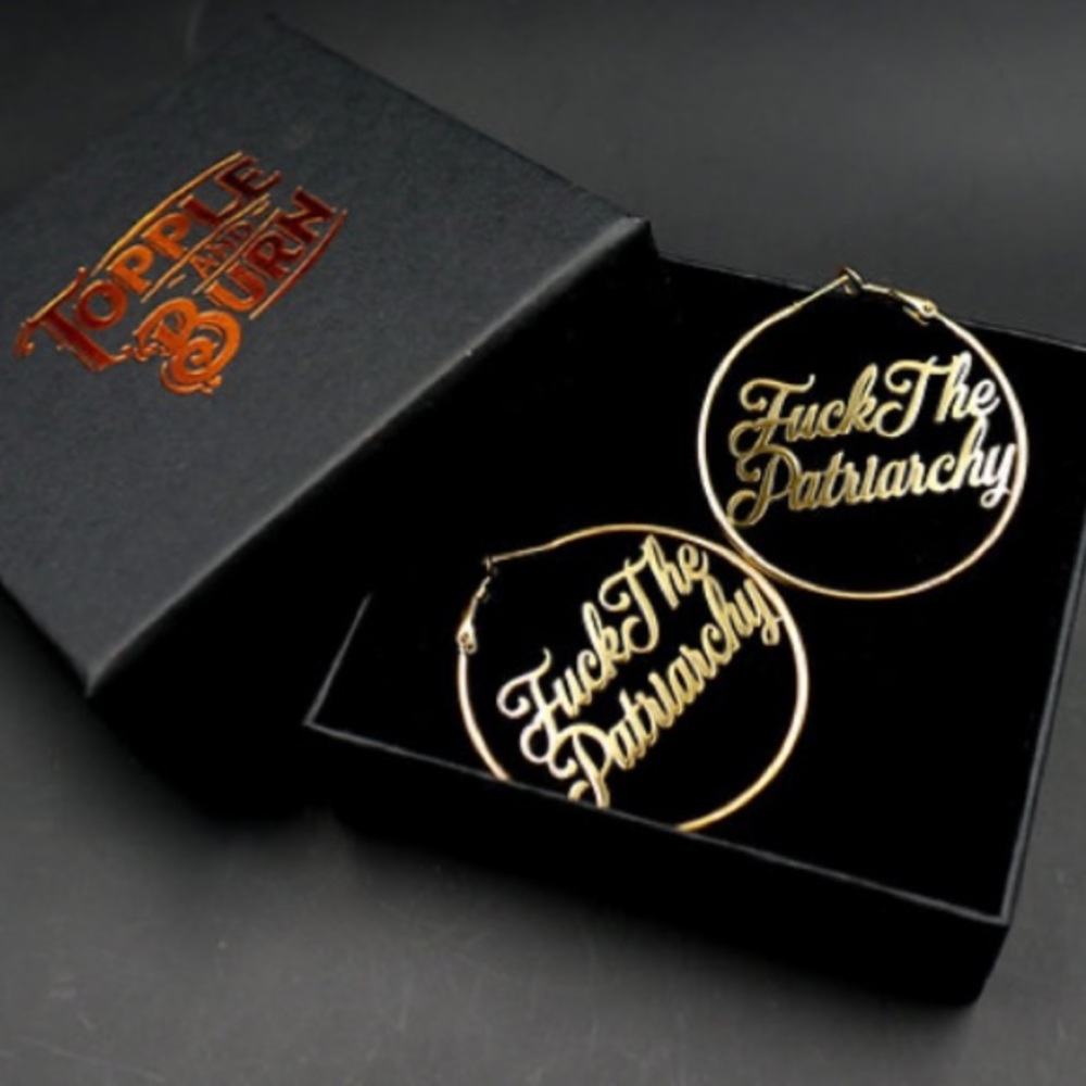 Gold F*ck The Patriarchy Hoop Earrings
